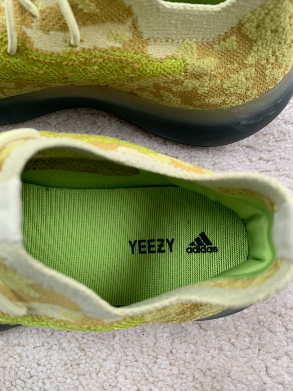Adidas Big Kid Size 3.5 Yeezy Boost 380 Hylte Neon Lime Green Slip In Sneakers - Picture 8 of 15